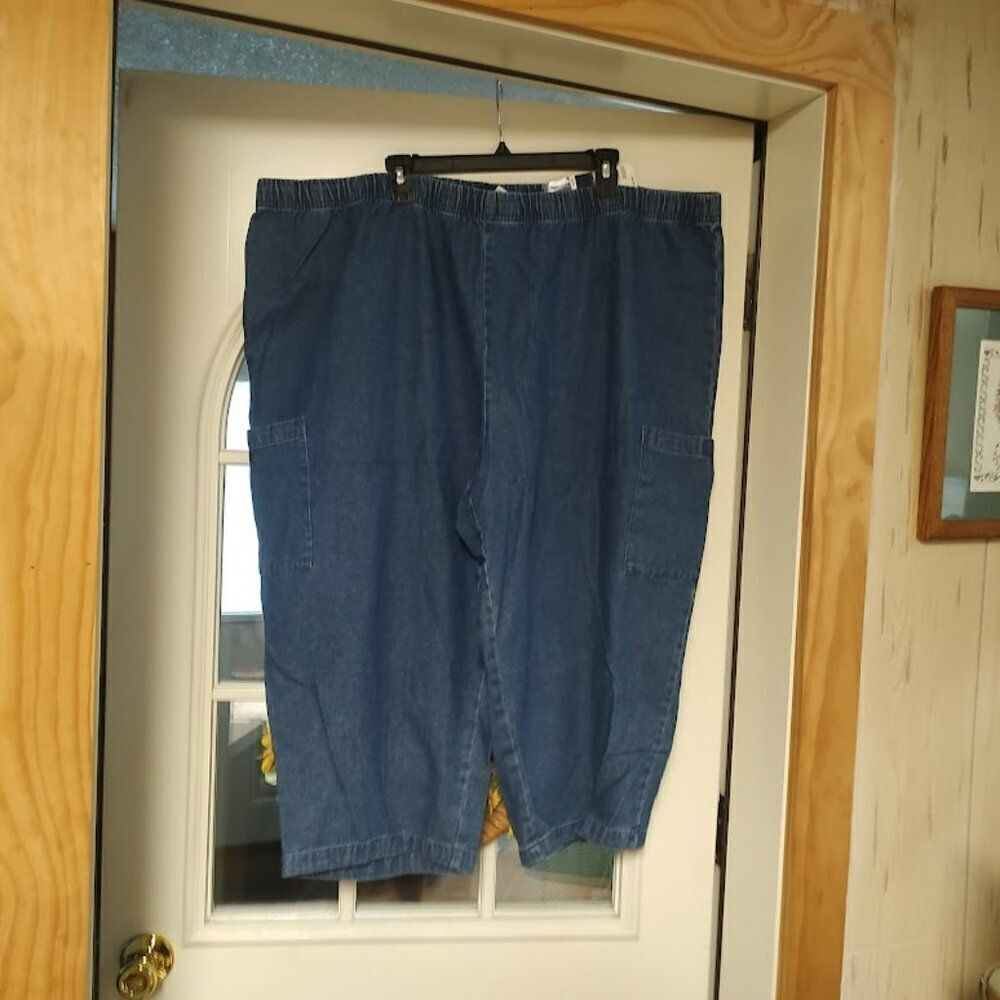 New Basic Editions Blue Pull On Jean Capri Size Women's 26W Plus